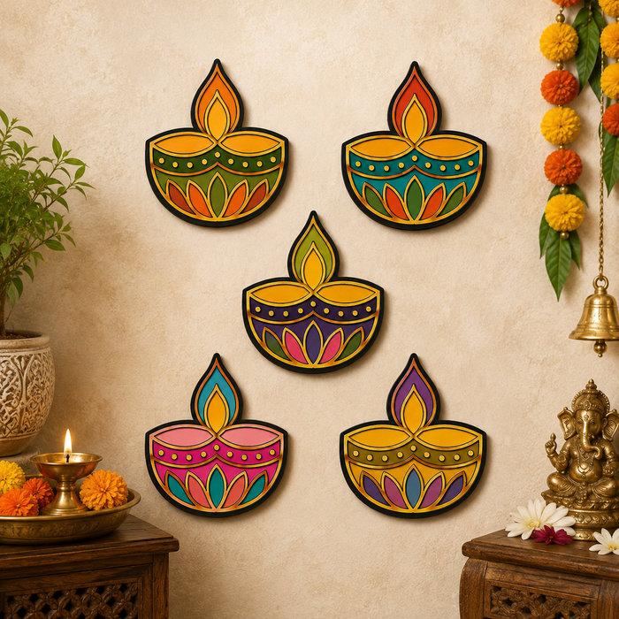 Diya MDF wooden cutout for DIY wall décor and pooja space decor