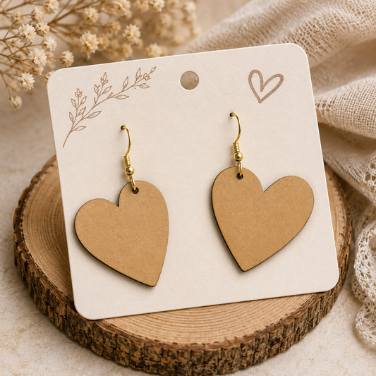 Heart MDF Cutout with Hanging Hole | Wooden Heart Craft Blank for Painting, Resin Art & DIY Decor