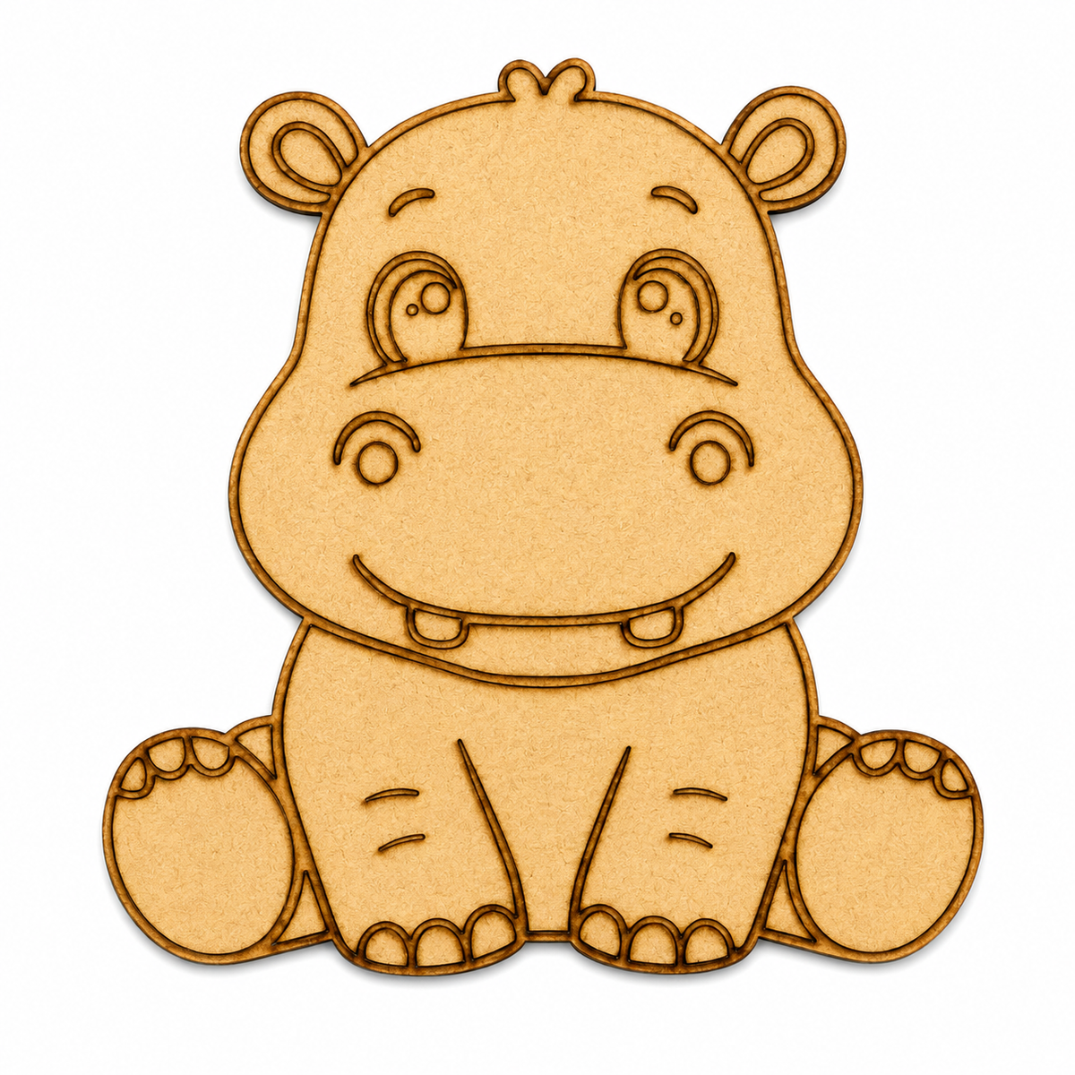 Hippo MDF Wooden Cutout | Laser Cut Hippopotamus Shape for Painting, DIY Crafts & Nursery Decor