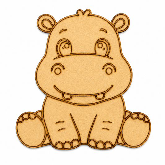 Hippo MDF Wooden Cutout | Laser Cut Hippopotamus Shape for Painting, DIY Crafts & Nursery Decor