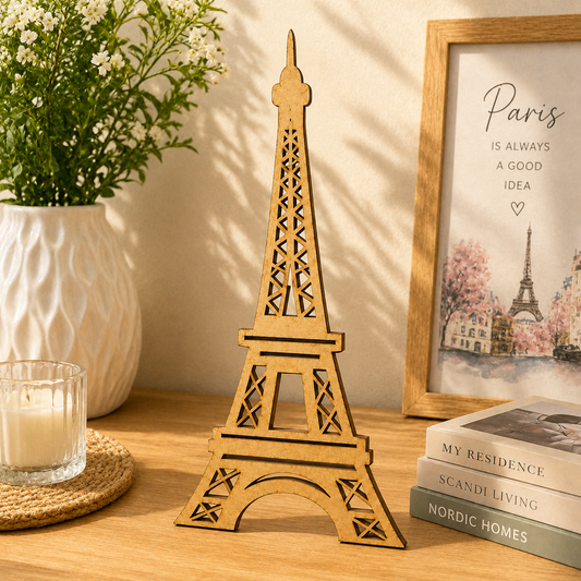 Eiffel Tower Wooden MDF Cutout | Laser Cut Paris Landmark Craft Shape for DIY Home Decor & Art Projects