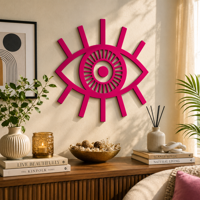 Evil Eye Sun MDF wooden cutout for DIY wall décor and home decor