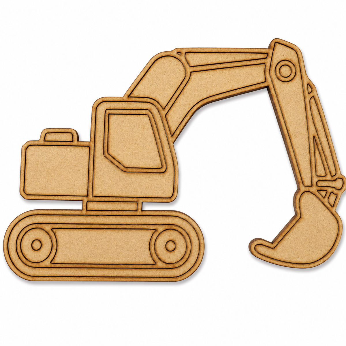 Excavator MDF wooden cutout blank for painting, resin art, construction crafts, kids' décor and DIY projects