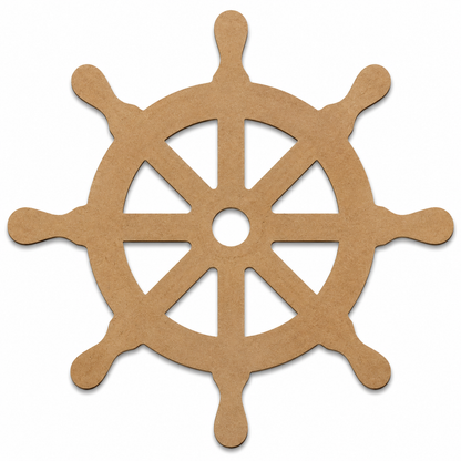 Nautical Ship Wheel Wooden MDF Cutout for DIY Crafts, Wall Decor & Coastal Decorations