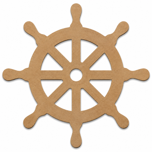 Nautical Ship Wheel Wooden MDF Cutout for DIY Crafts, Wall Decor & Coastal Decorations