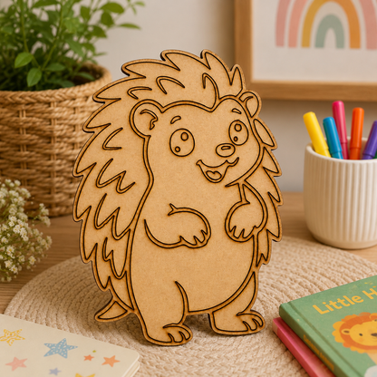 Hedgehog MDF Wooden Cutout | Cute Animal Shape for DIY Painting & Craft