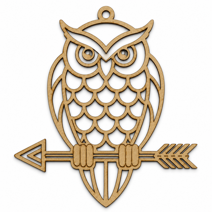 Owl MDF Pendant Blank | Laser Cut Wooden Owl Pendant for DIY Jewelry & Crafts