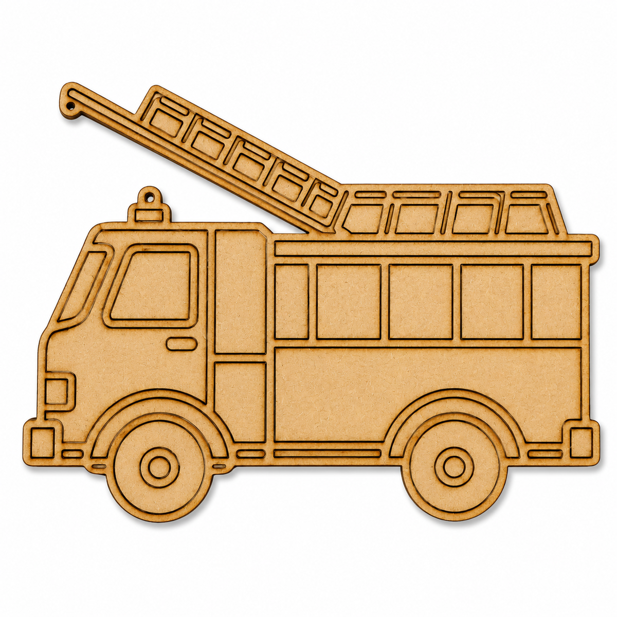 Fire Truck MDF wooden cutout blank for painting, resin art, classroom decoration, kids' décor and DIY craft projects