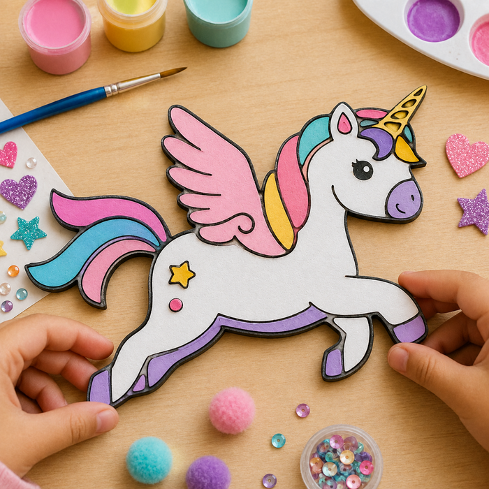 Flying unicorn MDF wooden cutout for DIY painting, nursery décor, resin art, kids crafts and personalised gifts