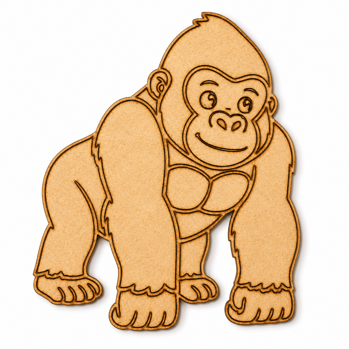 Gorilla MDF wooden cutout for DIY painting, resin art, jungle-themed decorations, nursery décor, and craft projects