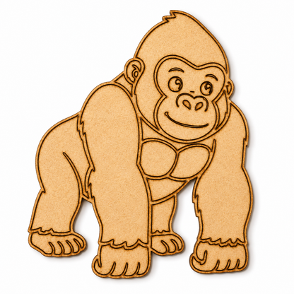 Gorilla MDF wooden cutout for DIY painting, resin art, jungle-themed decorations, nursery décor, and craft projects