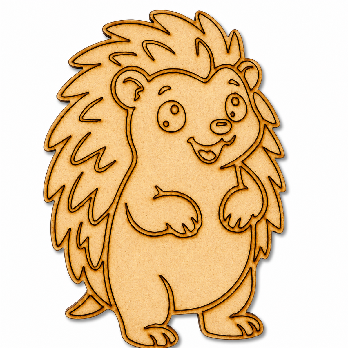 Hedgehog MDF wooden cutout for DIY painting, woodland décor, resin art, and creative craft projects.