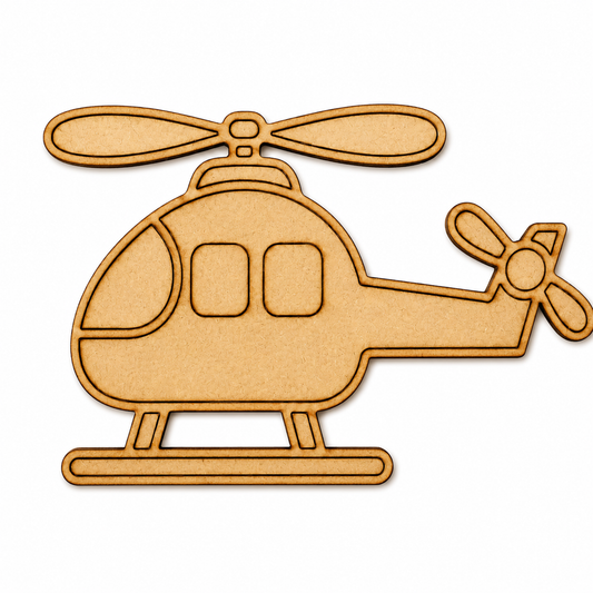Helicopter MDF wooden cutout blank for painting, resin art, nursery décor, classroom crafts and DIY creative projects