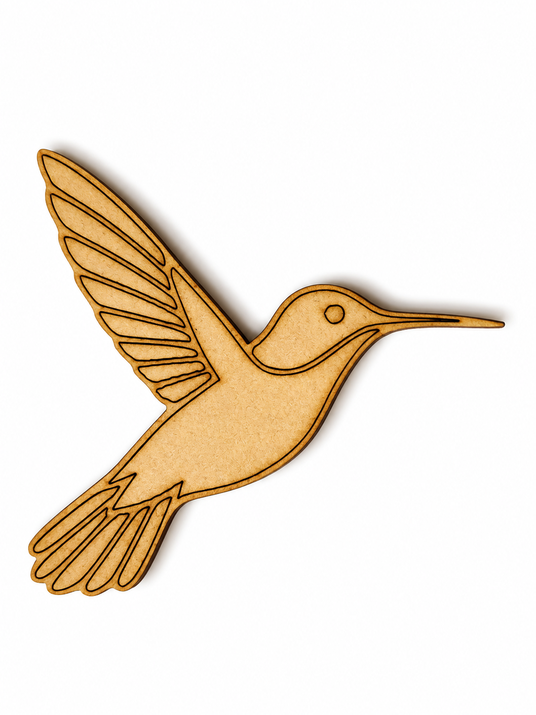 Hummingbird MDF wooden cutout for painting, resin art, bird-themed crafts, nursery décor and DIY home decoration