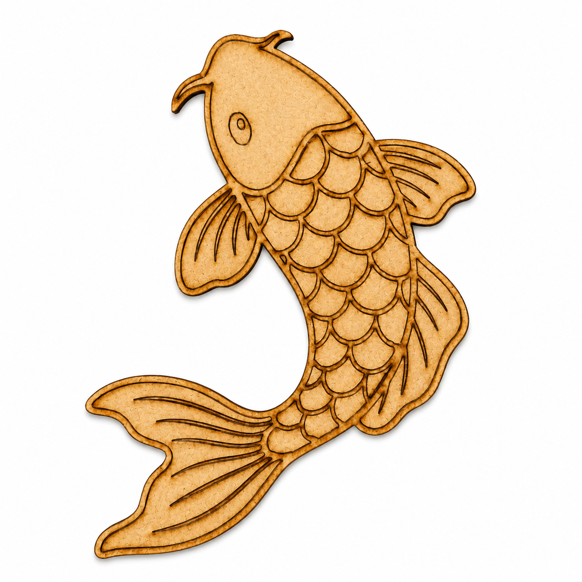 Koi Fish MDF wooden cutout for DIY painting, resin art, aquatic décor, and fish-themed craft projects.