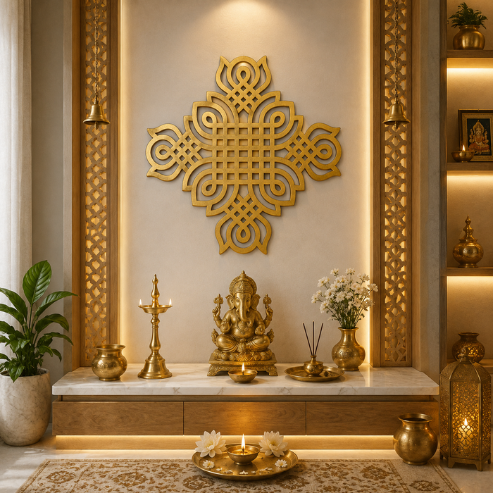 Kolam Muggu MDF wooden cutout for DIY wall décor and pooja room decor