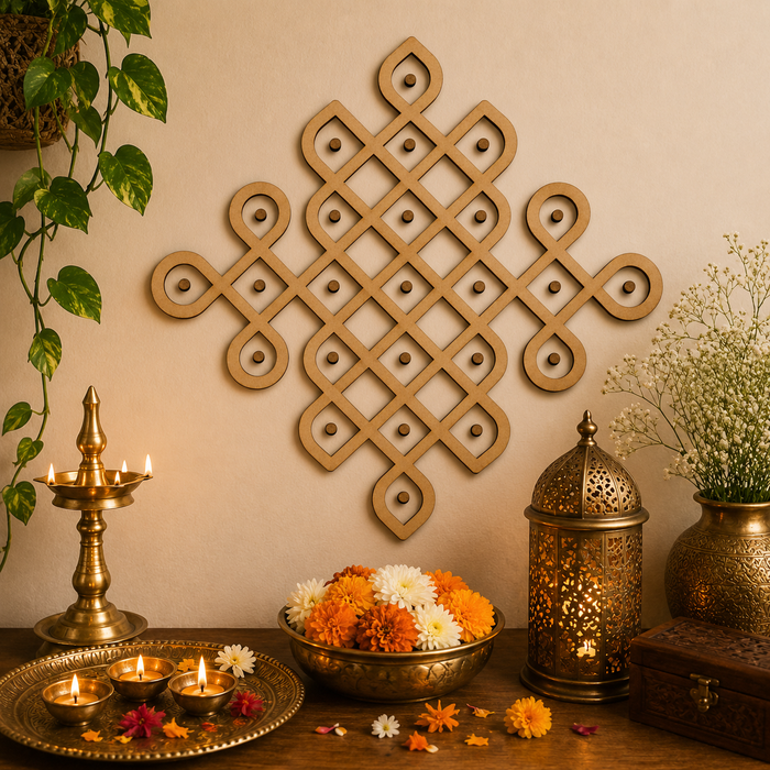Kolam MDF wooden cutout for DIY wall décor and creative craft projects.