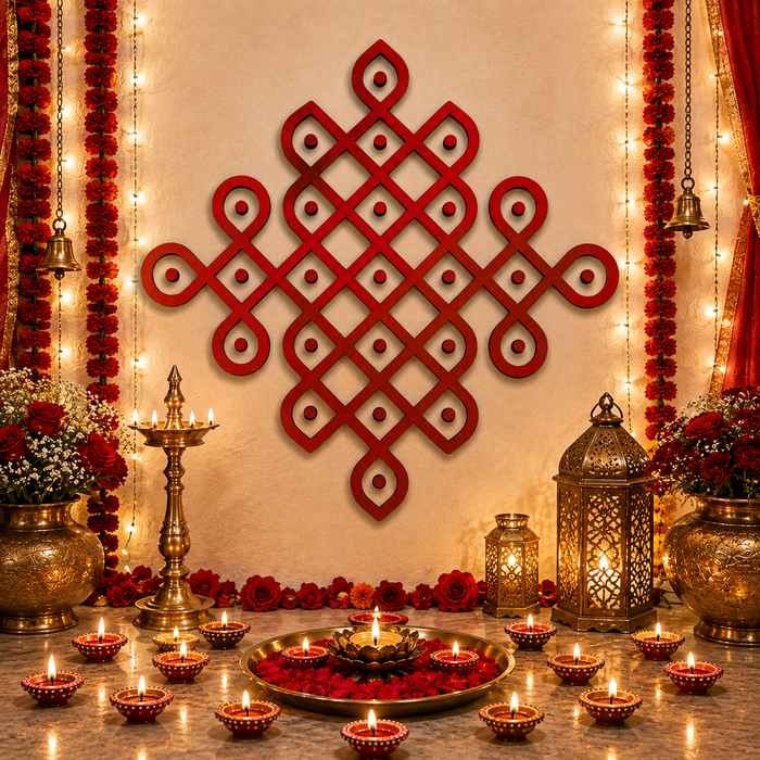 Kolam MDF wooden cutout for DIY wall décor and creative craft projects.