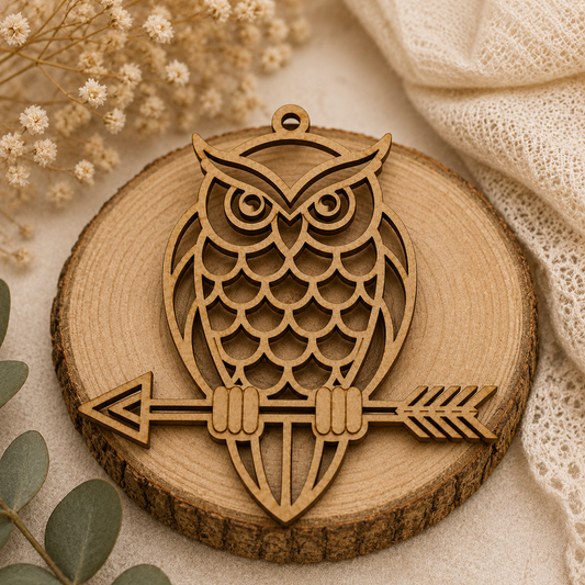 Owl MDF Pendant Blank | Laser Cut Wooden Owl Pendant for DIY Jewelry & Crafts