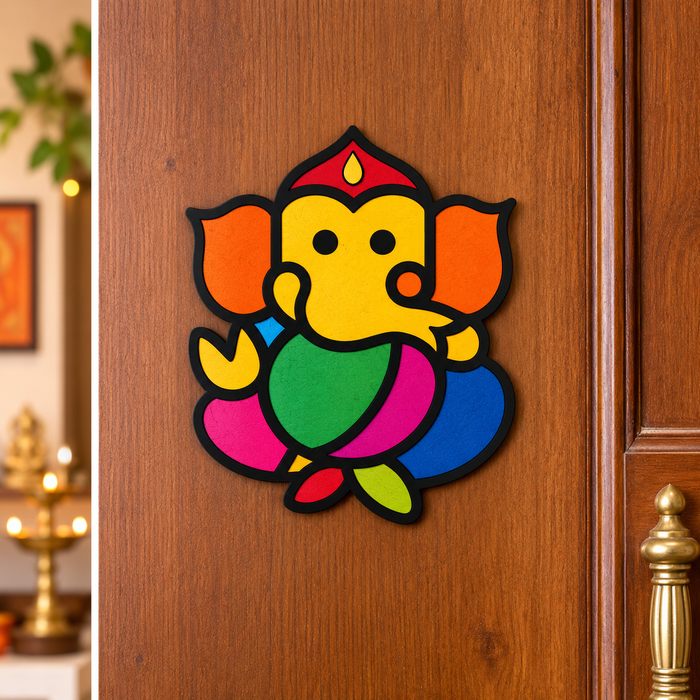 Lord Ganesha MDF wooden cutout for Temple decor, pooja room décor, and DIY wall decoration.