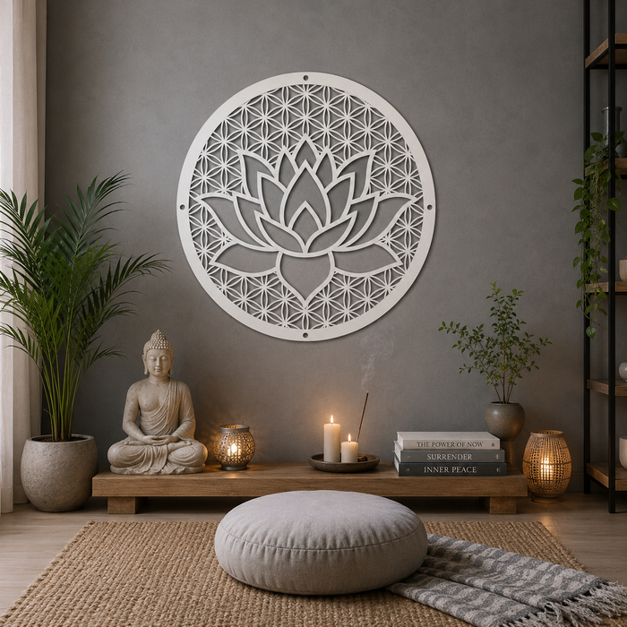 Lotus Mandala MDF cutout for aesthetic Hime Decor and Meditation decor