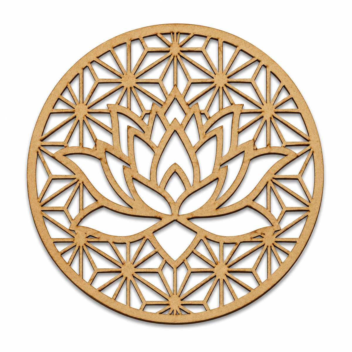 Lotus Mandala Frame MDF wooden cutout for DIY wall décor and creative craft projects