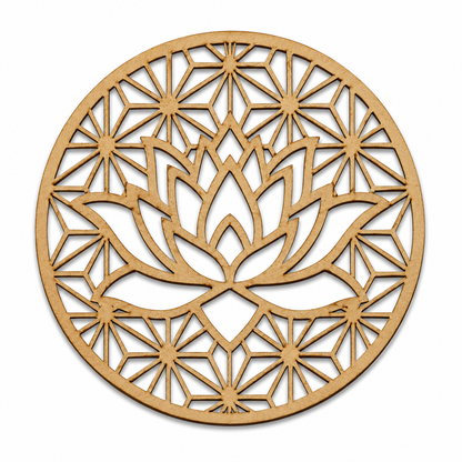 Lotus Mandala Frame MDF wooden cutout for DIY wall décor and creative craft projects