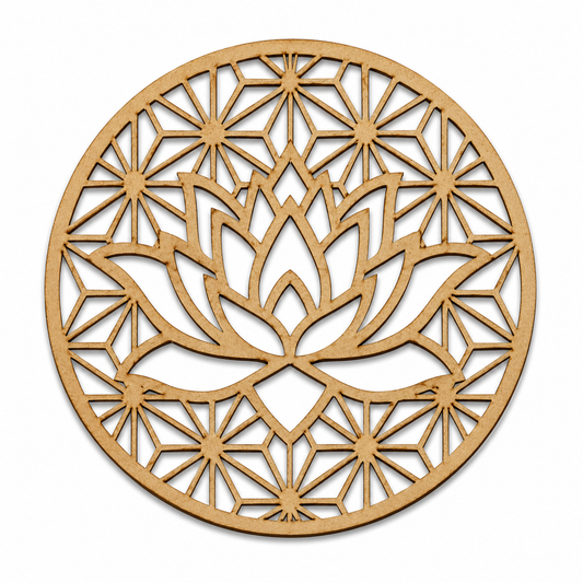 Lotus Mandala Frame MDF wooden cutout for DIY wall décor and creative craft projects