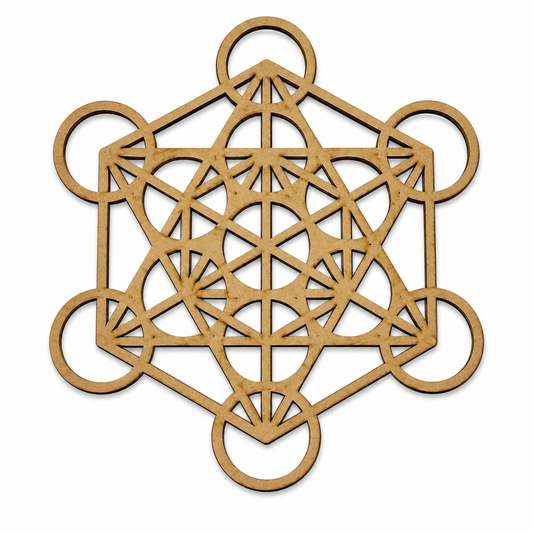 Metatron's Cube MDF wooden cutout for DIY wall décor and creative craft projects.