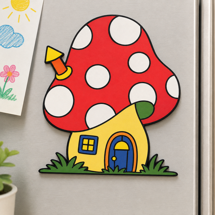 Mushroom house MDF wooden cutout for woodland-themed crafts, painting, resin art and DIY home décor