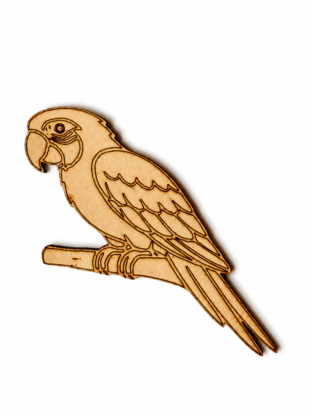 Parrot MDF wooden cutout for painting, resin art, bird-themed crafts, nursery décor and DIY home decoration projects
