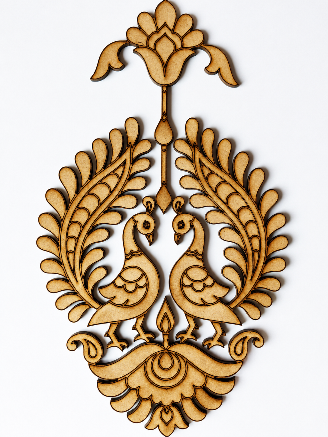 Peacock floral MDF wooden craft cutout for Lippan art, resin art, painting, decoupage and DIY wall decor projects