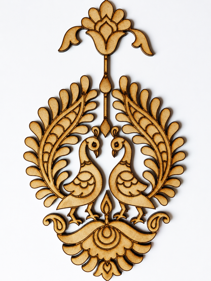 Peacock floral MDF wooden craft cutout for Lippan art, resin art, painting, decoupage and DIY wall decor projects