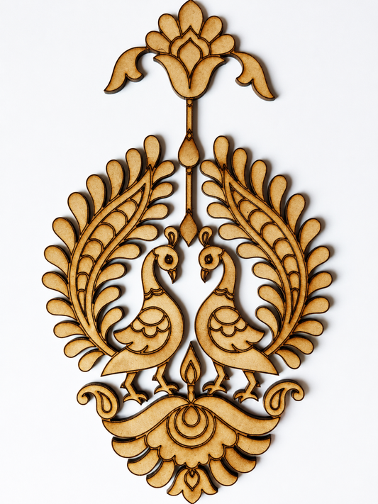 Peacock floral MDF wooden craft cutout for Lippan art, resin art, painting, decoupage and DIY wall decor projects
