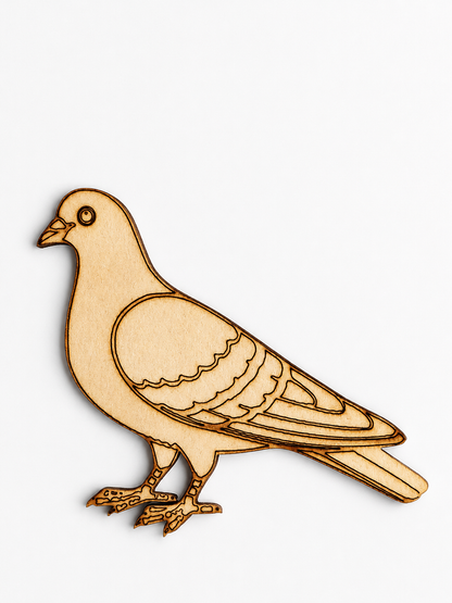 Pigeon MDF wooden cutout for painting, resin art, bird-themed crafts, home décor and DIY creative projects