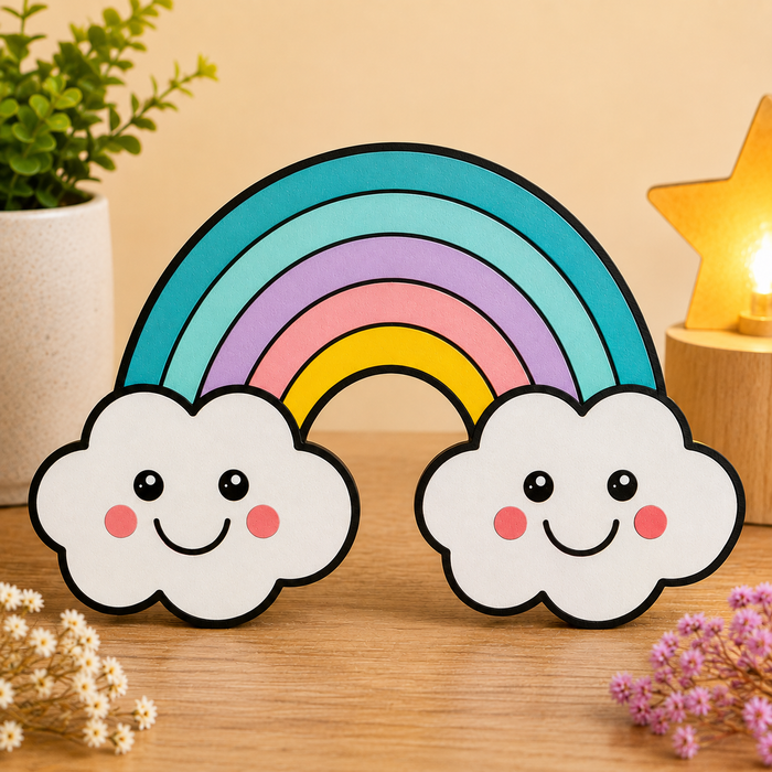 Rainbow MDF wooden cutout for DIY painting, nursery décor, kids crafts, resin art and personalised gifts