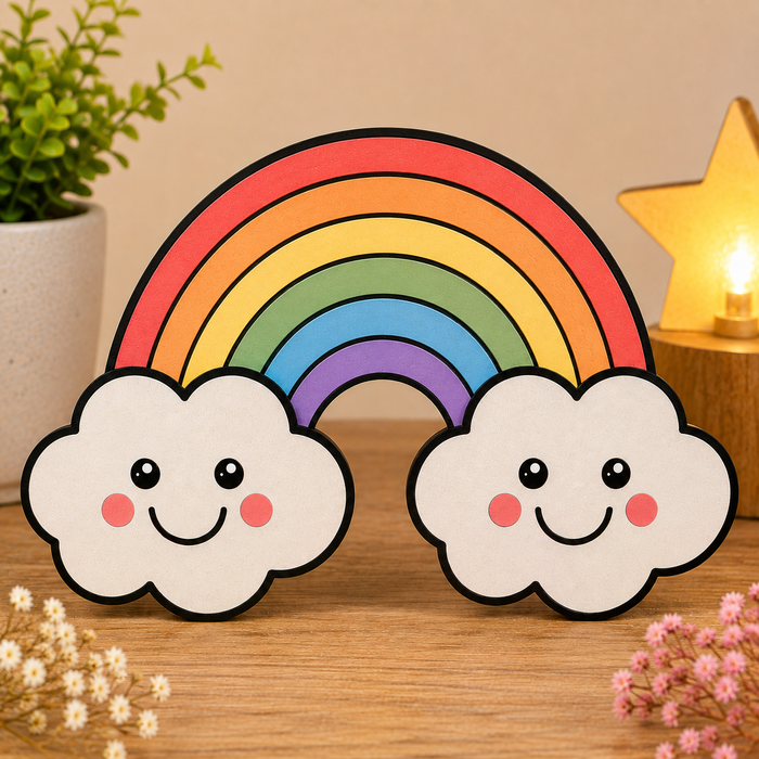 Rainbow MDF wooden cutout for DIY painting, nursery décor, kids crafts, resin art and personalised gifts