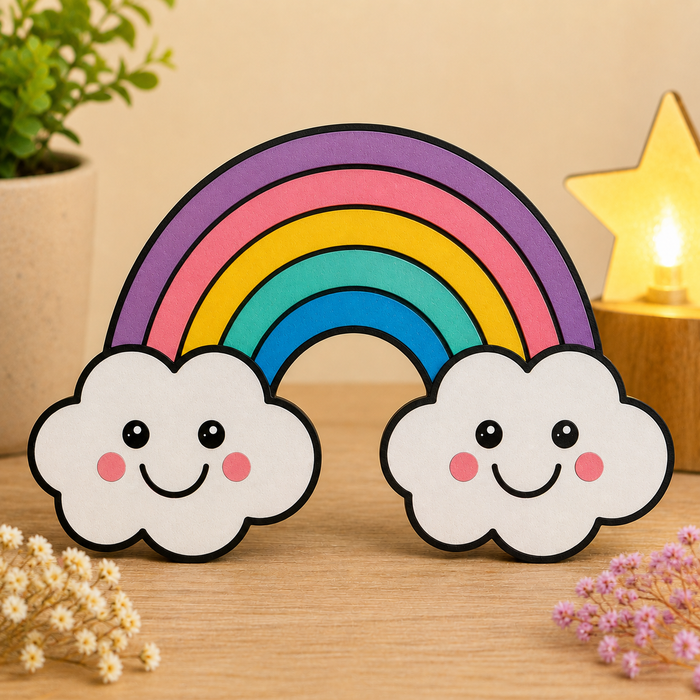 Rainbow MDF wooden cutout for DIY painting, nursery décor, kids crafts, resin art and personalised gifts