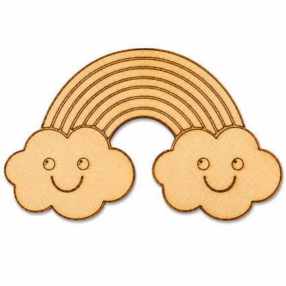 Rainbow MDF Cutout Blank | Wooden Rainbow Cloud Shape for DIY Crafts, Painting & Nursery Décor