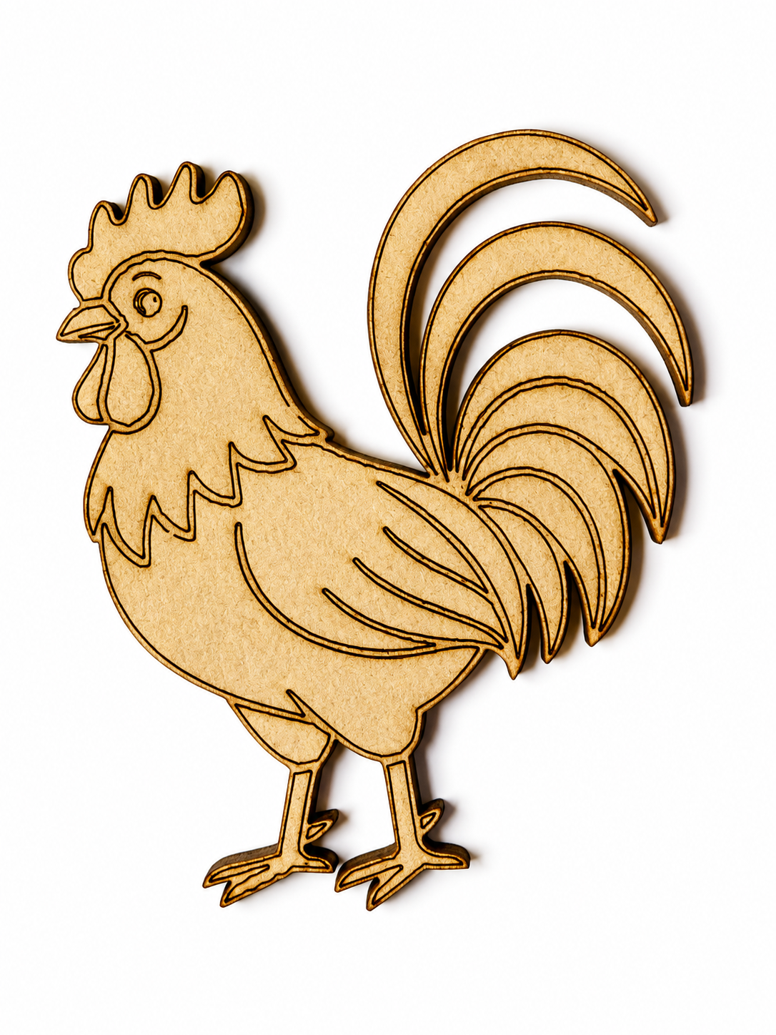 Laser-cut rooster MDF wooden cutout for painting, resin art, farmhouse crafts, DIY décor and handmade projects