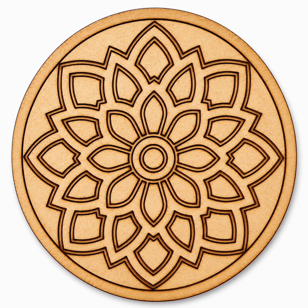 Round floral mandala MDF base for Lippan art, resin art, mandala painting, mirror work and DIY wooden craft projects