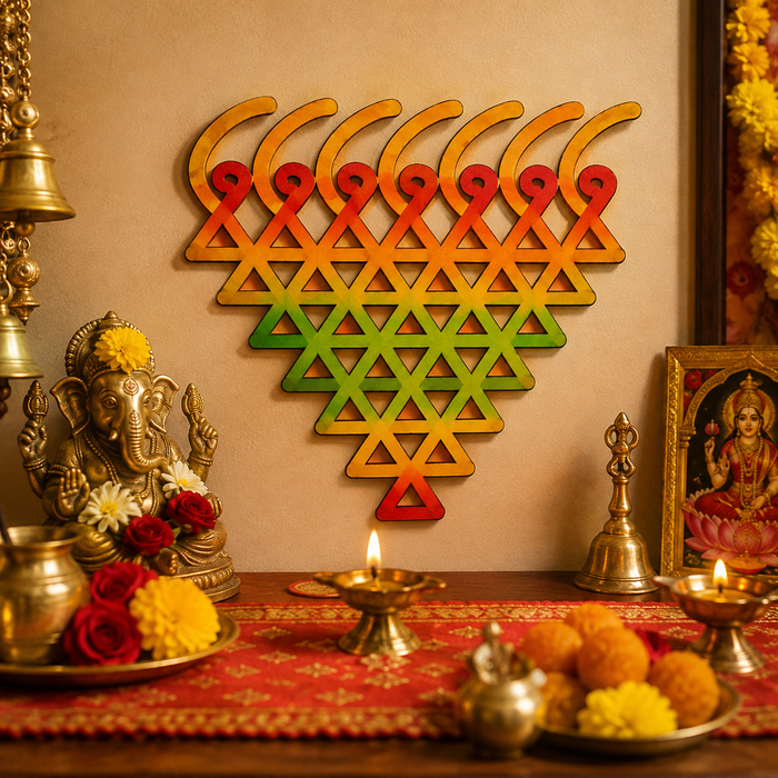 Saraswati Yantra MDF wooden cutout for pooja room décor, temple decor, mandap decor and DIY wall decoration.