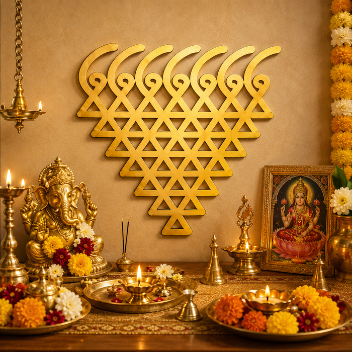 Saraswati Yantra MDF wooden cutout for pooja room décor, temple decor, mandap decor and DIY wall decoration.