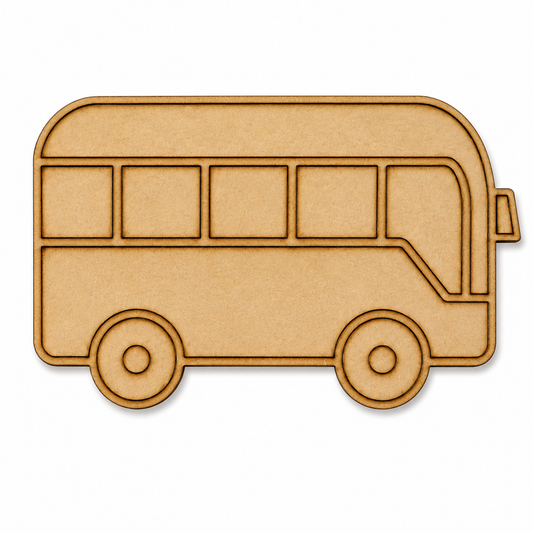 School Bus MDF wooden cutout blank for painting, resin art, classroom decoration, nursery décor, and DIY craft projects.