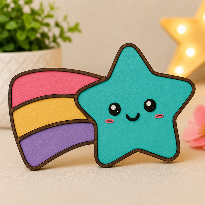Shooting star MDF wooden cutout for nursery decoration, painting, resin art and DIY craft projects