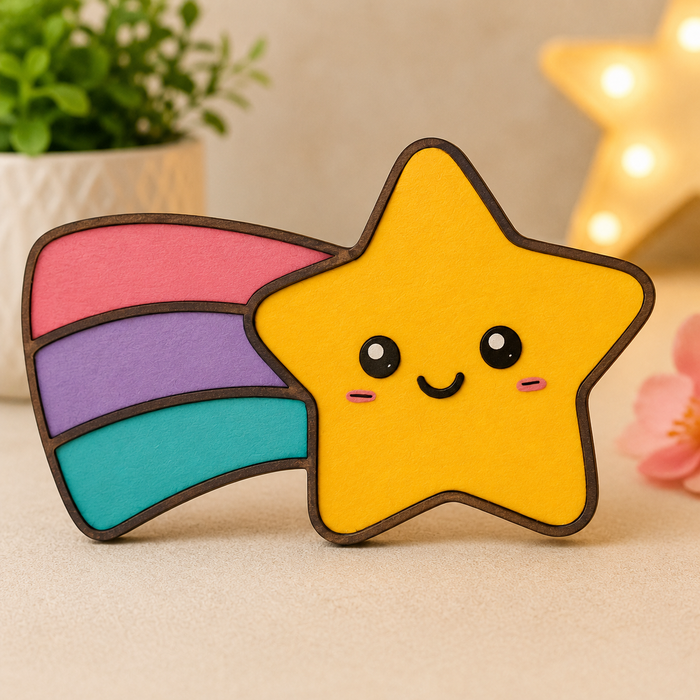 Shooting star MDF wooden cutout for nursery decoration, painting, resin art and DIY craft projects