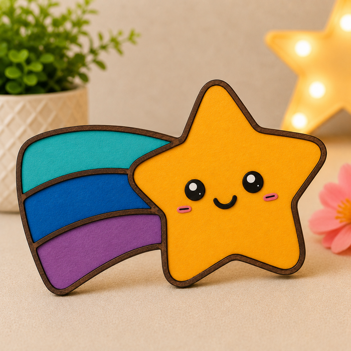 Shooting star MDF wooden cutout for nursery decoration, painting, resin art and DIY craft projects