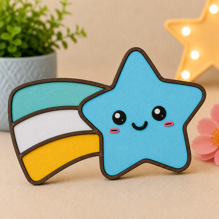 Shooting star MDF wooden cutout for nursery decoration, painting, resin art and DIY craft projects