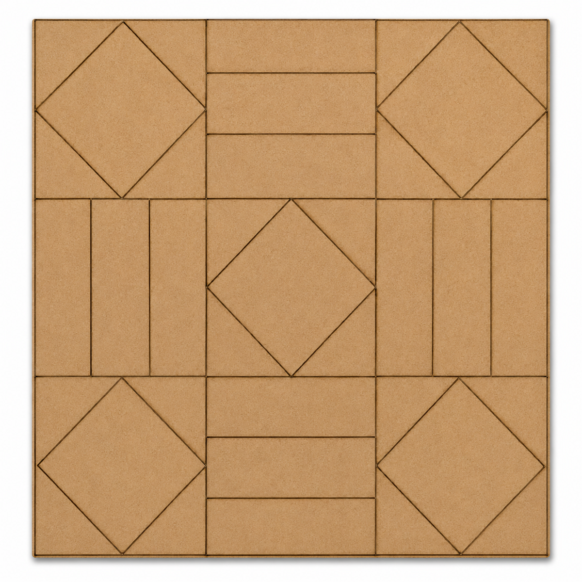 Square geometric MDF tile base for Lippan art, resin art, acrylic painting, mirror work and DIY wooden craft projects