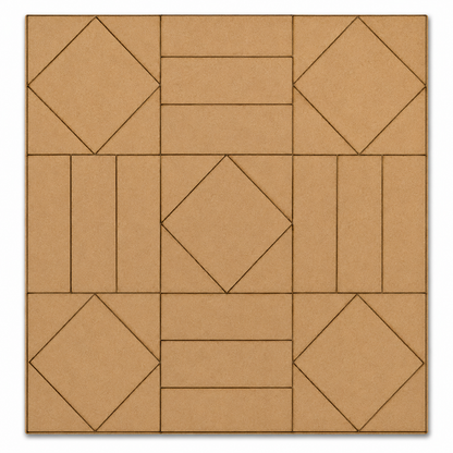 Square geometric MDF tile base for Lippan art, resin art, acrylic painting, mirror work and DIY wooden craft projects